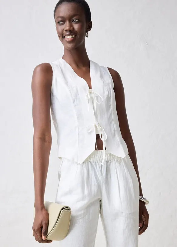 Blusetopp i 100% lin, bonprix