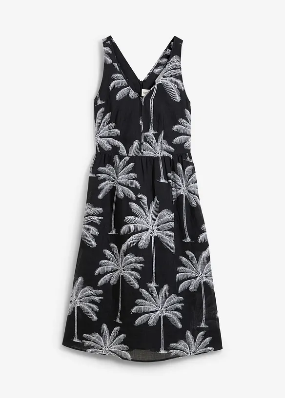 Midikjole i rami-materiale, bonprix