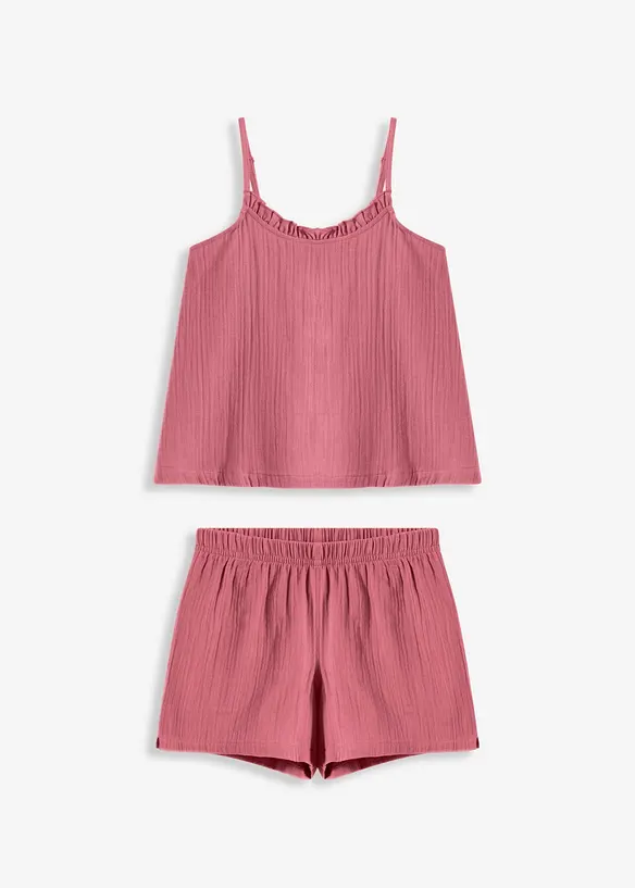 Kort pyjamas i myk musselin med stroppetopp, bonprix