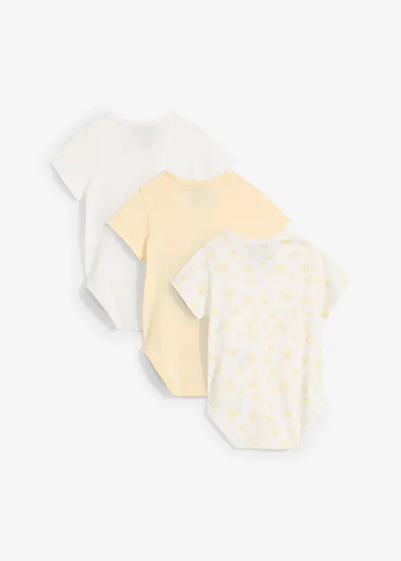 Omslagsbody til baby i 100% økologisk bomull med korte ermer (3-pack), bonprix