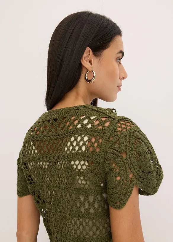 Kort, heklet cardigan, bonprix