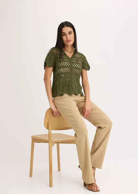 Kort, heklet cardigan, bonprix