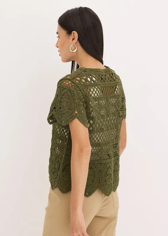 Kort, heklet cardigan, bonprix