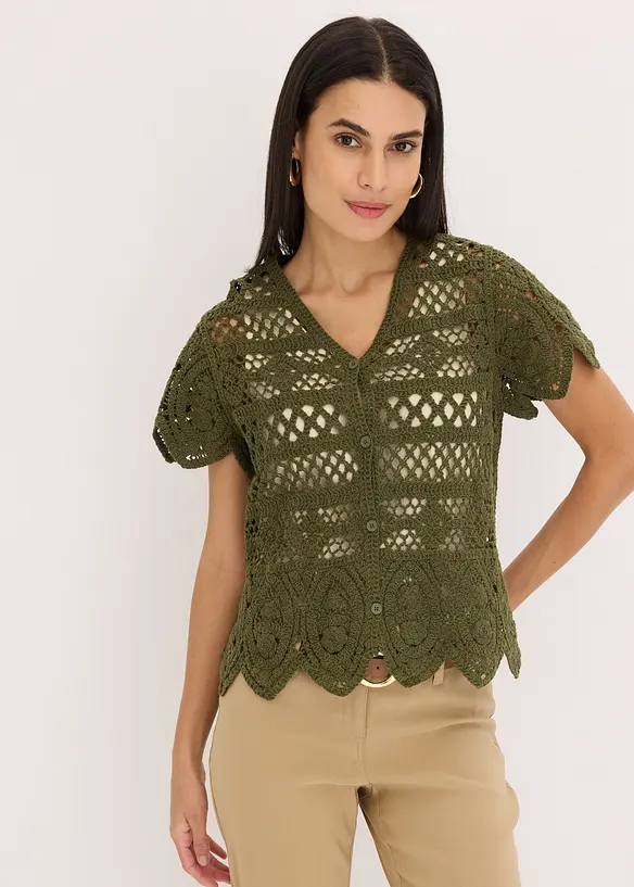 Kort, heklet cardigan, bonprix