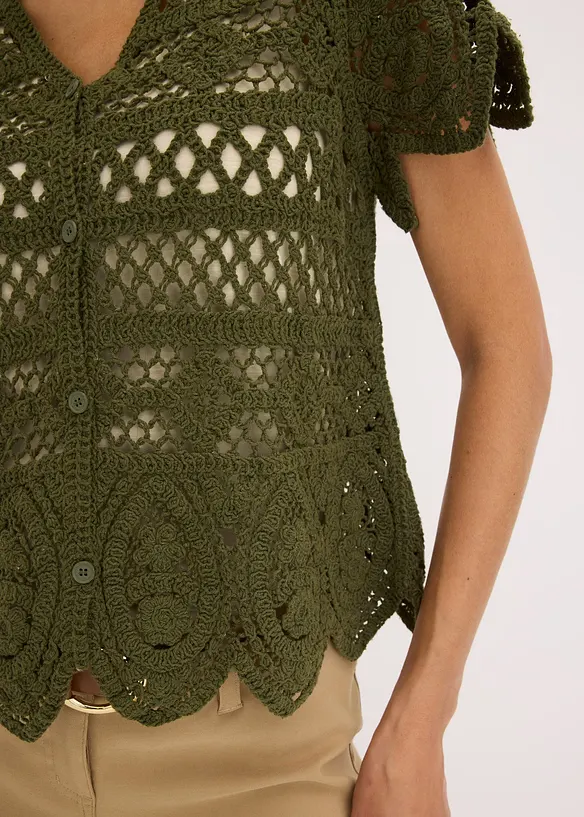 Kort, heklet cardigan, bonprix