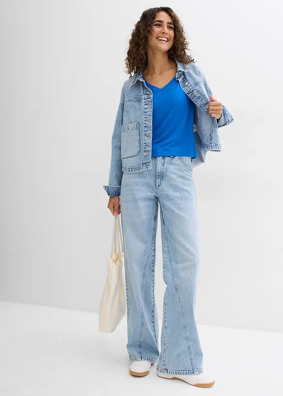 Oversized topp i lett viskosemiks, bonprix