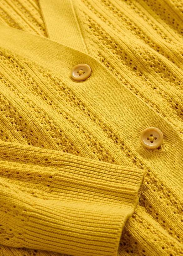 Hullstrikket cardigan med lin, bonprix