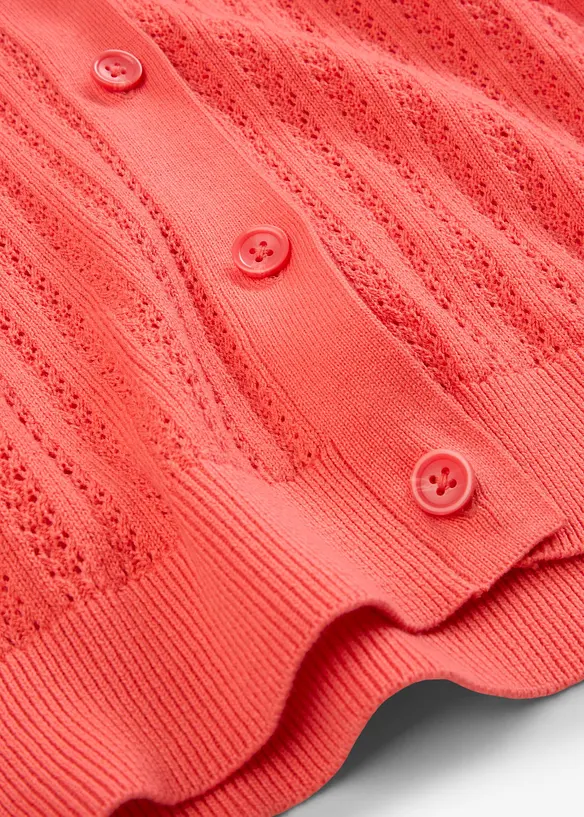 Hullstrikket cardigan med lin, bonprix