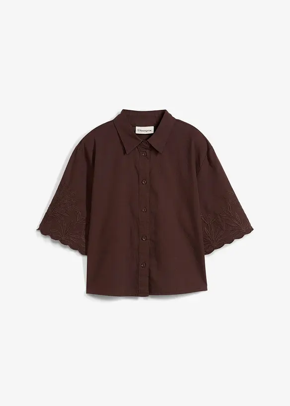 Skjortebluse i kort modell med silke, bonprix