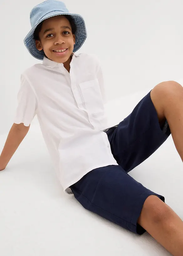 Slip on-shorts i luftig linmiks, Regular Fit, bonprix
