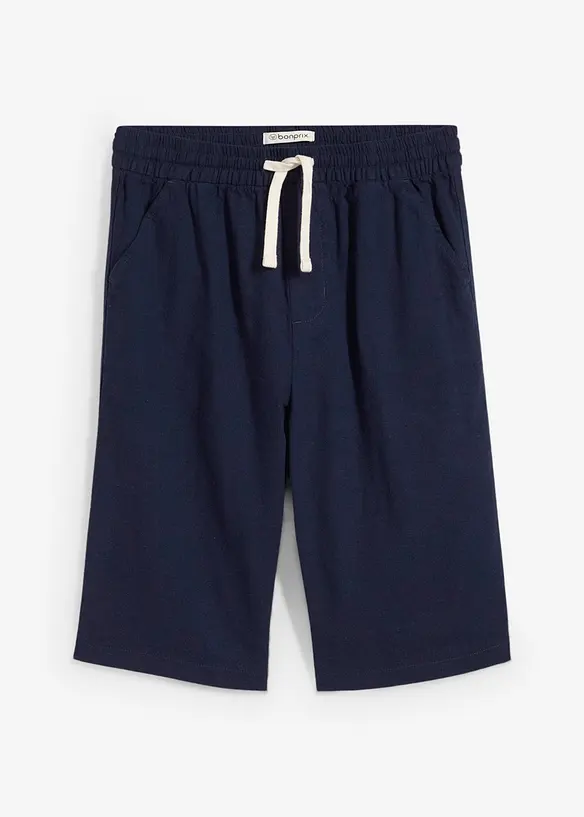 Slip on-shorts i luftig linmiks, Regular Fit, bonprix