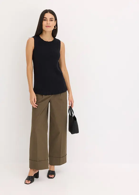 Strikket topp i bomull med nuppestruktur, bonprix