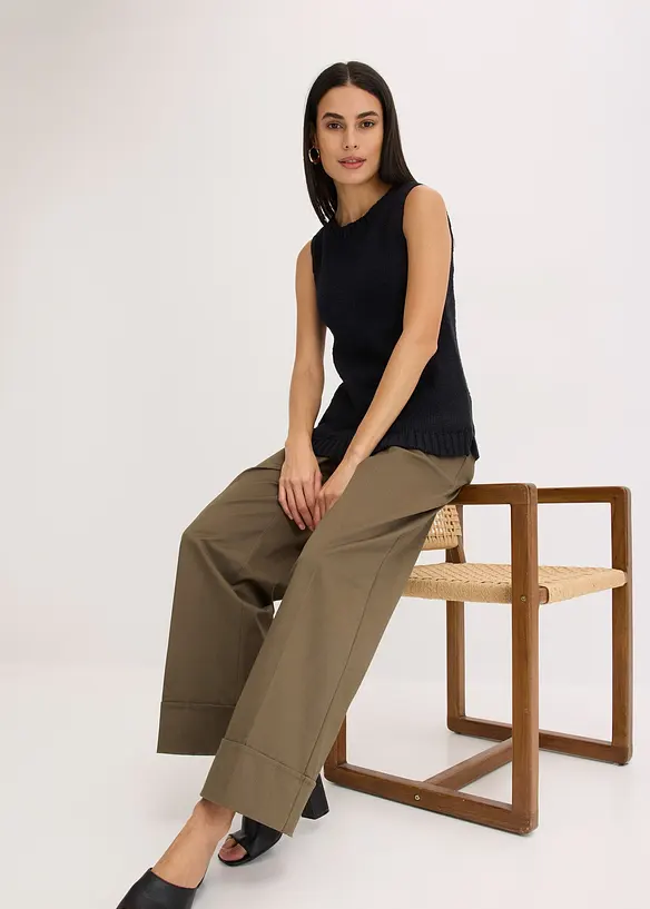 Strikket topp i bomull med nuppestruktur, bonprix