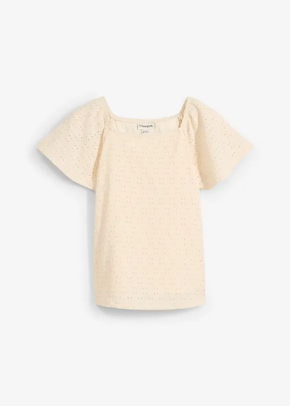 Trikotbluse med hullbroderi, bonprix