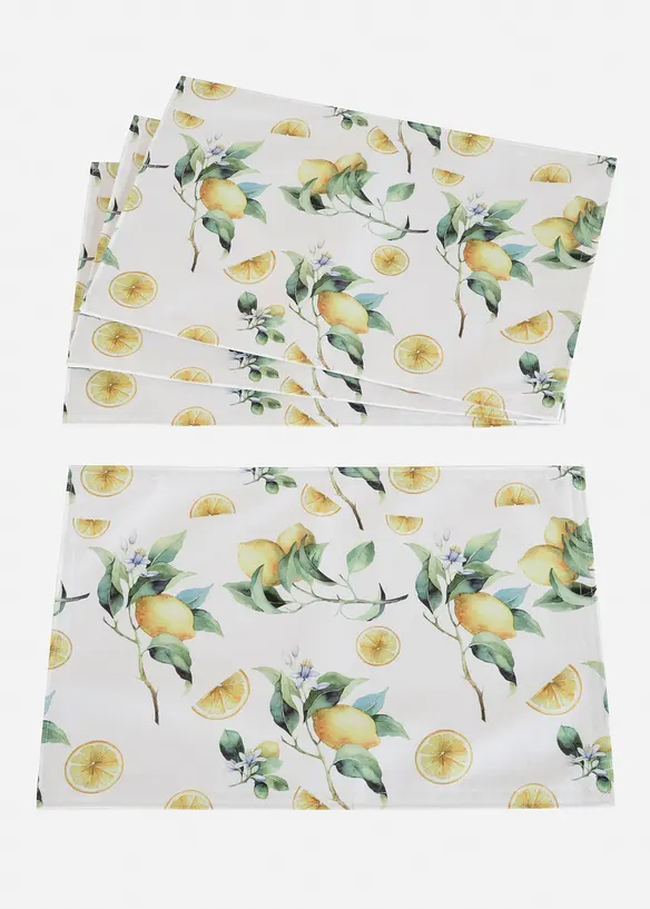Bordbrikker med sitronm&oslash;nster (4-pack), bonprix