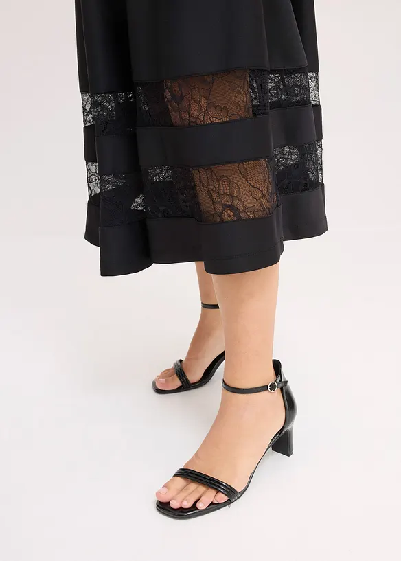 Off shoulder-kjole med blonder og belte, bonprix