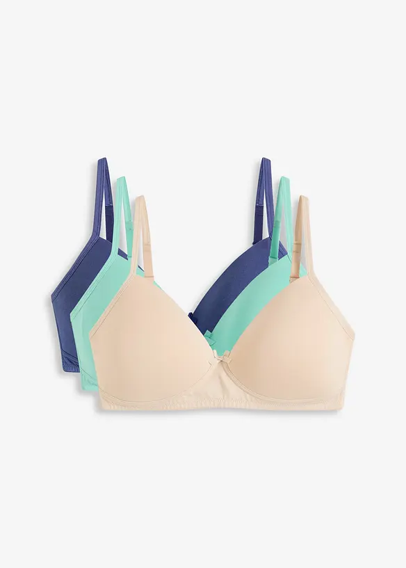 Vattert BH uten spiler med økologisk bomull (3-pack), bonprix