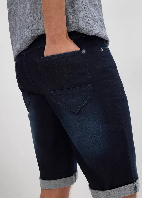 Bermudashorts i denim med stretch og oppbrett, Regular Fit, bonprix