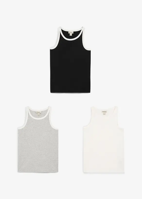 Singlet med økologisk bomull (3-pack), bonprix