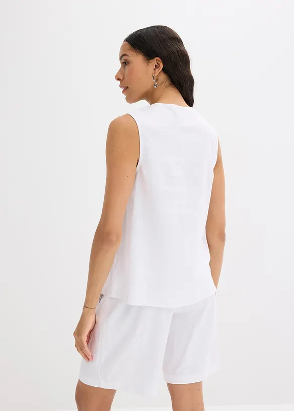 Blusetopp i lett linmiks, bonprix