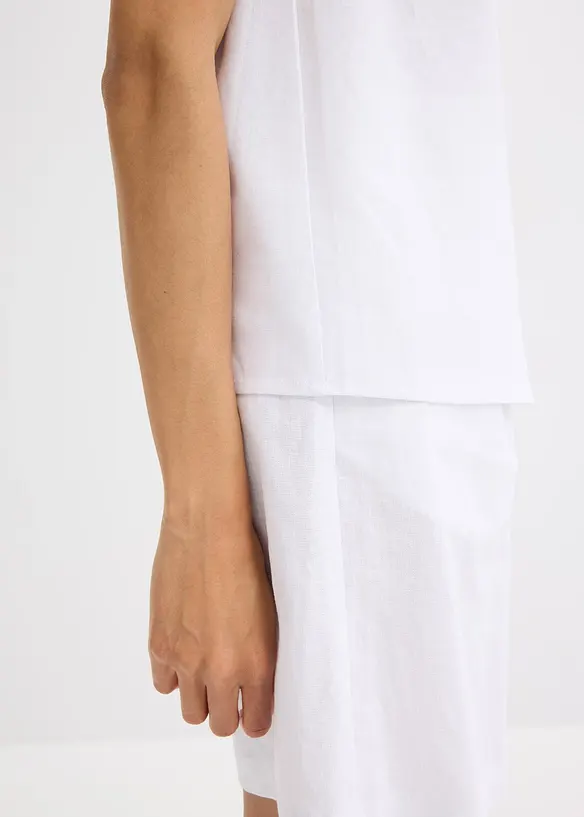 Blusetopp i lett linmiks, bonprix
