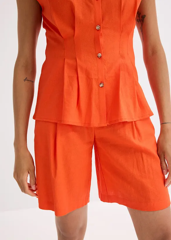 Kortermet bluse i luftig linmiks, bonprix