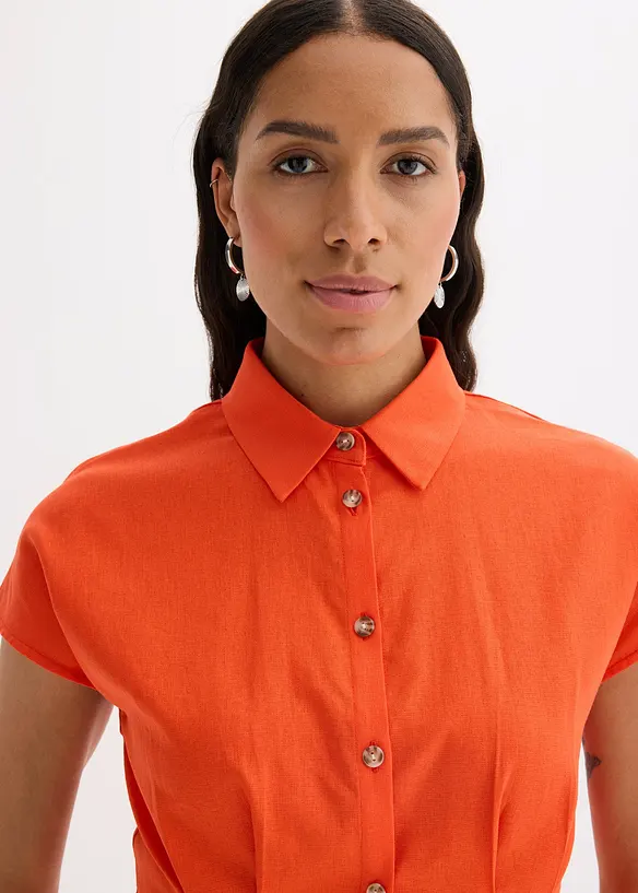 Kortermet bluse i luftig linmiks, bonprix