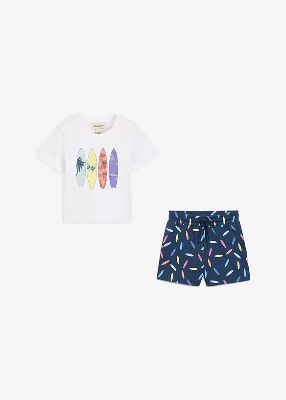 T-skjorte og shorts i 100% bomull (2-delt sett), bonprix