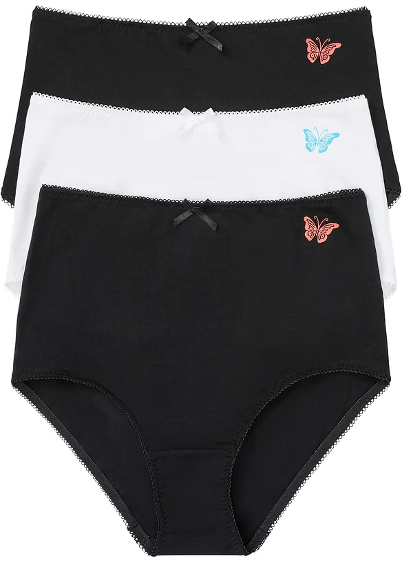 Høy truse med økologisk bomull (3-pack), bonprix