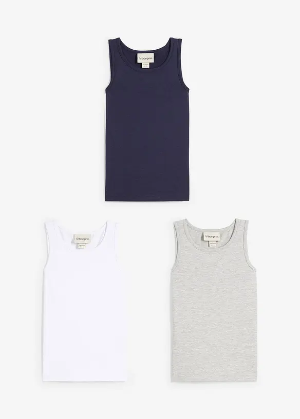 Singlet med bomull (3-pack), bonprix