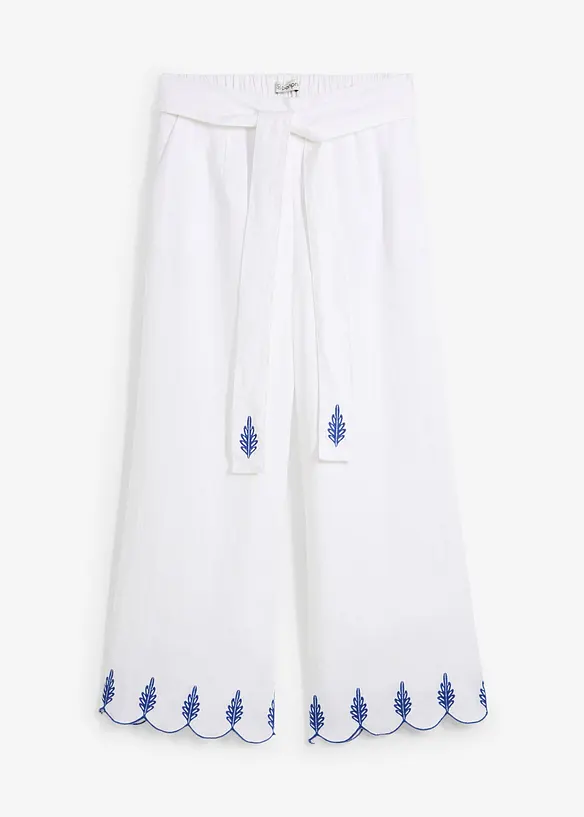 Culottes i lin med belte (2-delt sett), bonprix
