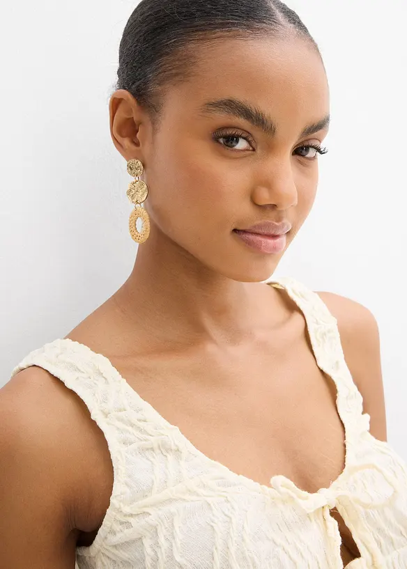 Topp i strukturmateriale med snøring, bonprix