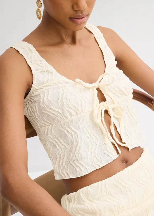 Topp i strukturmateriale med snøring, bonprix