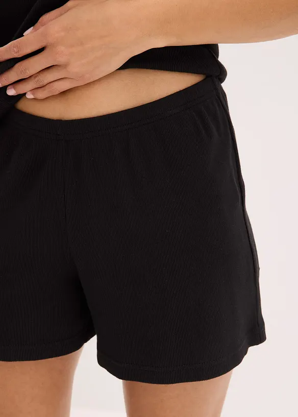Kort pyjamas i ribbemateriale i 100% bomull, bonprix