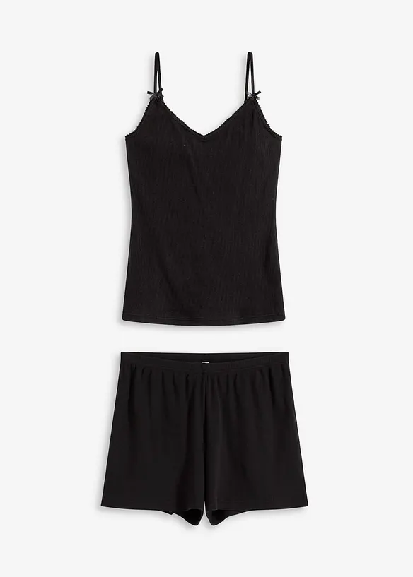 Kort pyjamas i ribbemateriale i 100% bomull, bonprix