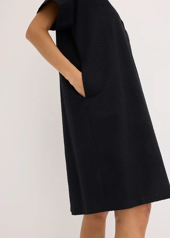 Kjole i bomull og vid modell med sydd fold, bonprix