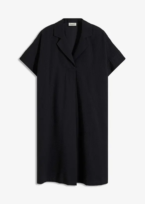 Kjole i bomull og vid modell med sydd fold, bonprix