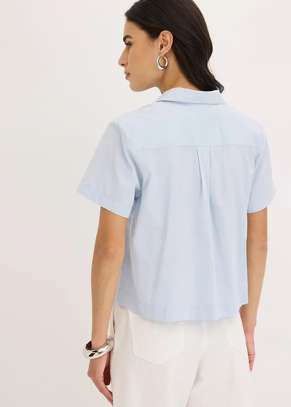 Kortarmet bluse i bomullspoplin, bonprix