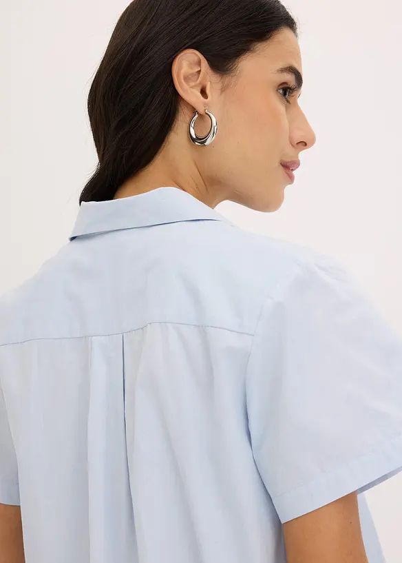 Kortarmet bluse i bomullspoplin, bonprix