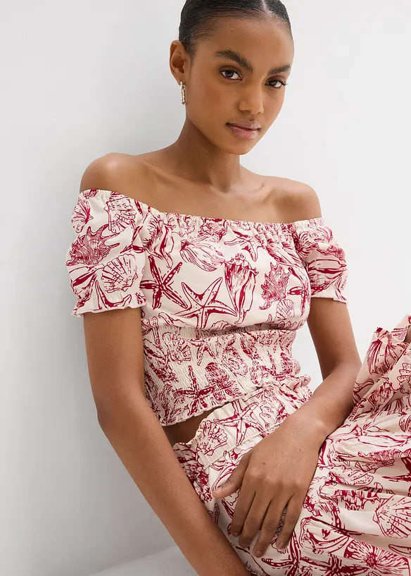 Carmenbluse av 100% bomull, bonprix