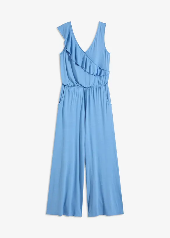 Jumpsuit i jersey med volang, bonprix
