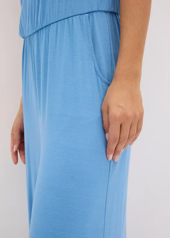 Jumpsuit i jersey med volang, bonprix