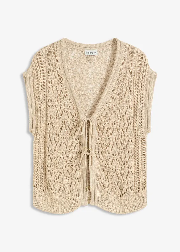 Strikket vest med viskose og hullstrikk, bonprix