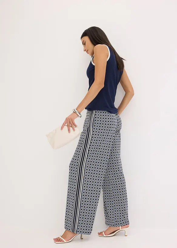 Ermel&oslash;s jerseytopp med kontrastfargede kanter i halsen og ermehullet, bonprix