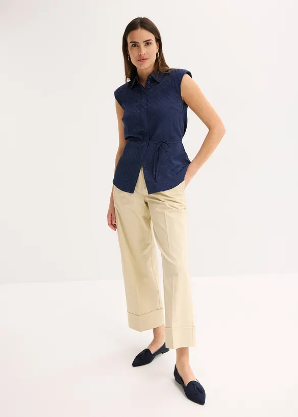 Satengbluse med knyting, bonprix