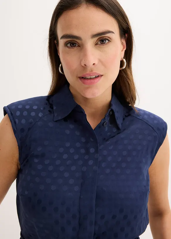 Satengbluse med knyting, bonprix