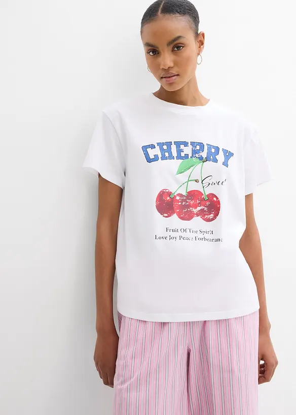 T-skjorte i 100% &oslash;kologisk bomull med trykk, bonprix