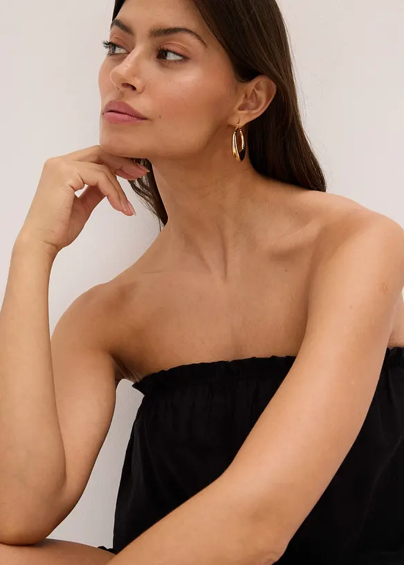 Blusetopp med linandel, bonprix