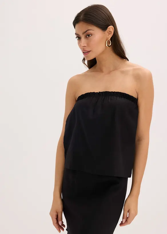 Blusetopp med linandel, bonprix