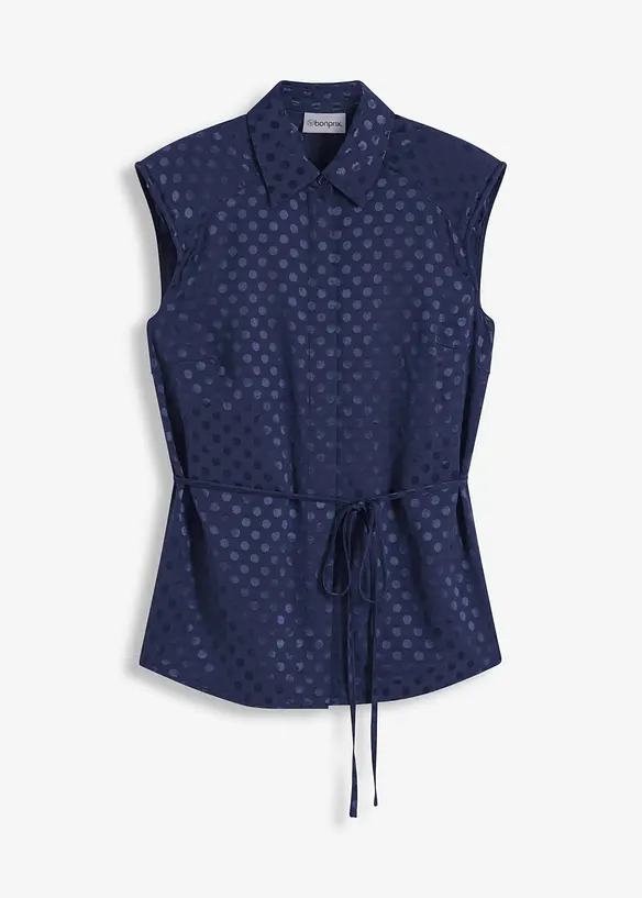 Satengbluse med knyting, bonprix